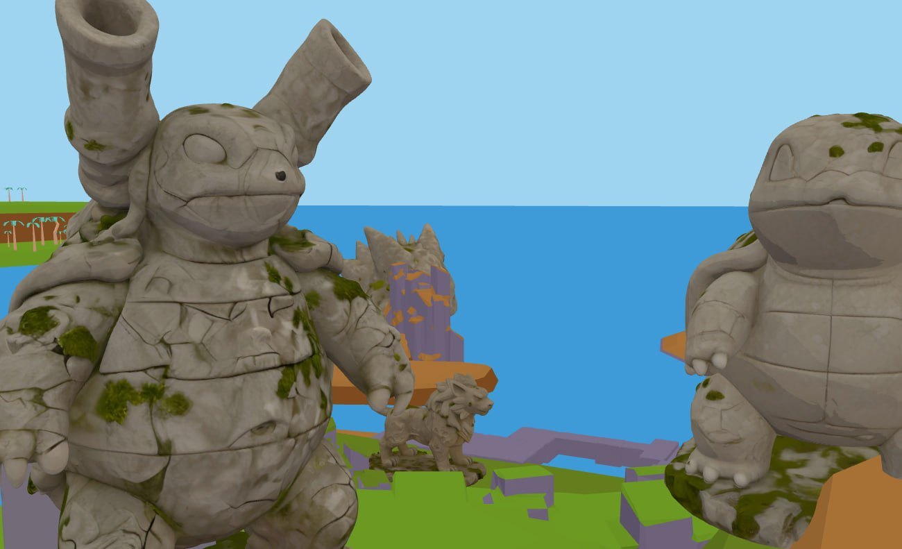 In-game view: stone ruins overlooking the island sea